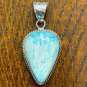 2/$50 925 Sterling Silver Blue Scolecite Pendant New Handmade‎ Gemstone Jewelry